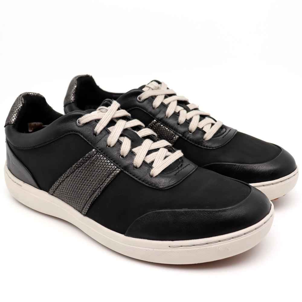 Clarks Nalle Fern Black Leather Comfort Sneakers Shoes Womens‎ SIZE 10 M